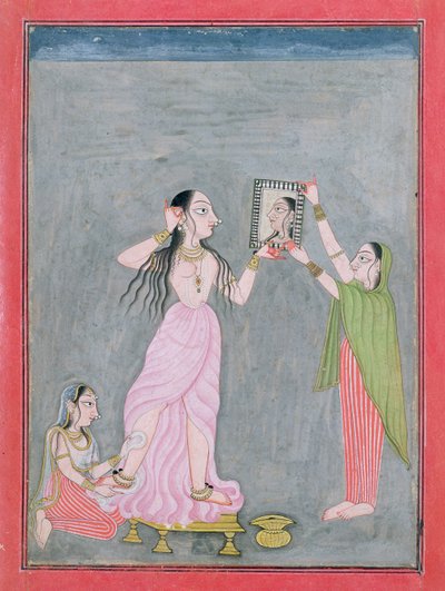 Lady at Her Toilet, Mankot by Indian School